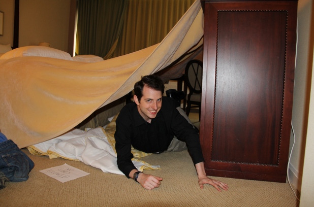 Happy customer in his fort at Fairmont Winnipeg!